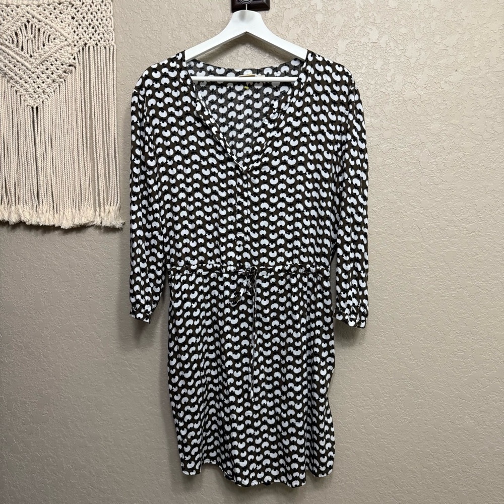 ACE DELIVERY women sz M brown and white long sleeve dress
